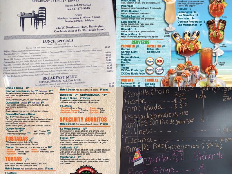 La Mesa Restaurant Menu