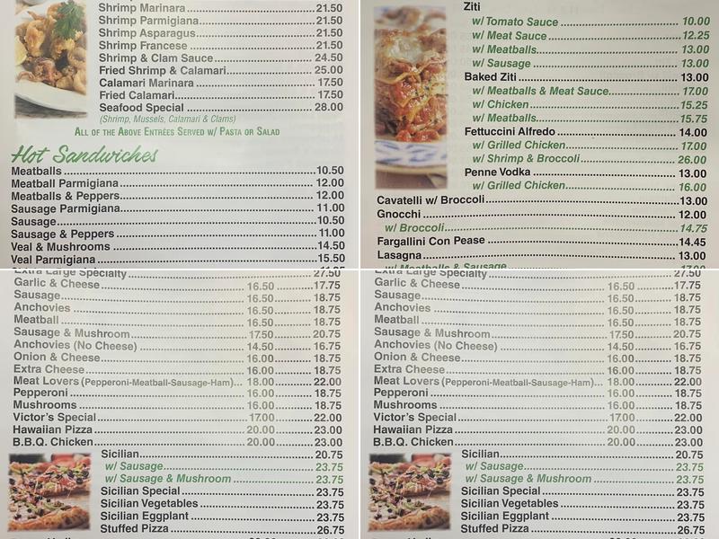 Vittorio's Pizzeria Menu