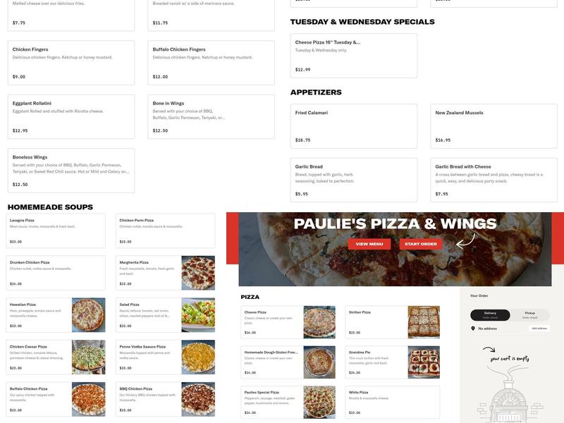 Paulie's Pizza and Wings Menu
