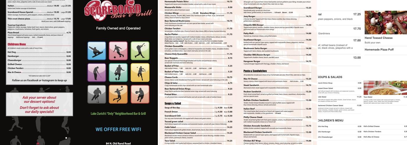 Scoreboard Bar & Grill Menu
