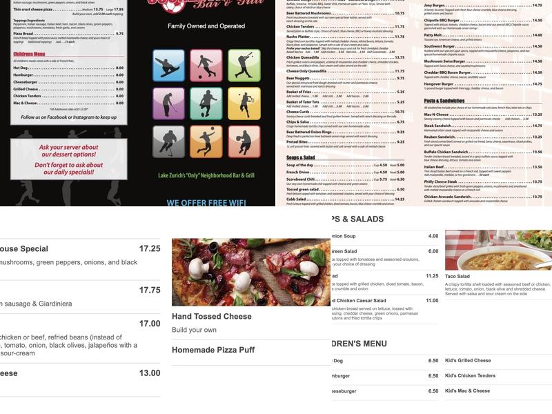 Scoreboard Bar & Grill Menu