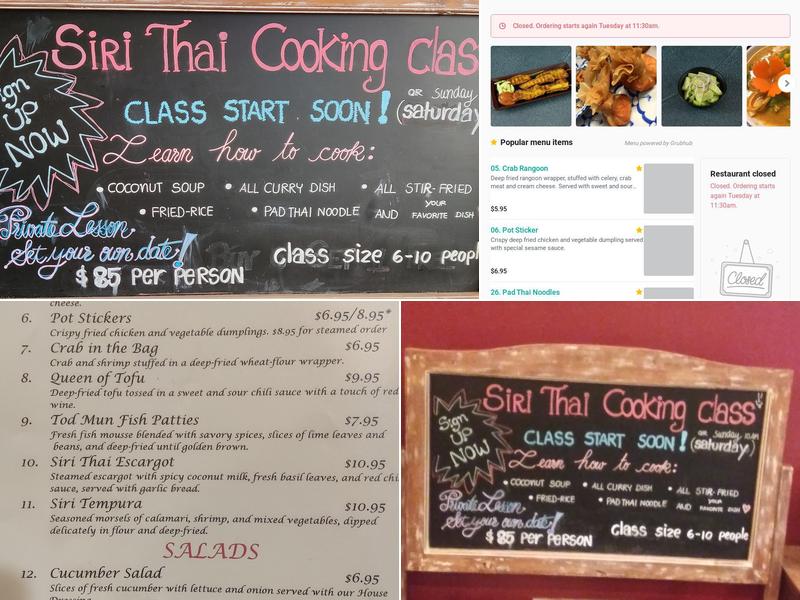 Siri Thai Two Menu