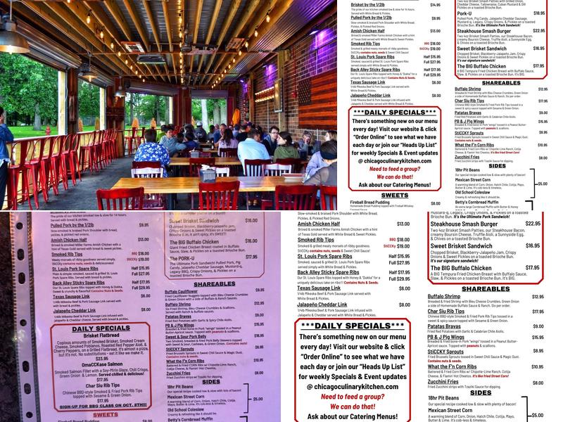 Chicago Culinary Kitchen Menu