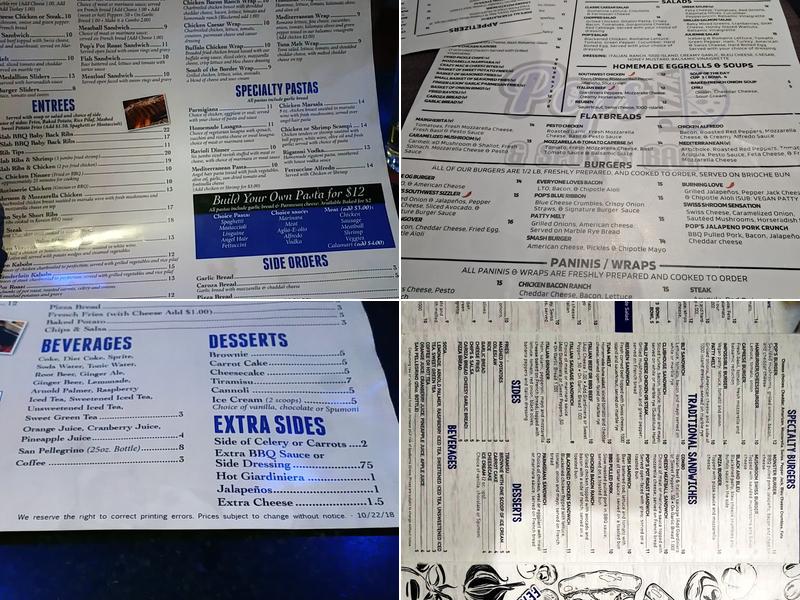 Pop's Pizza & Sports Bar Menu