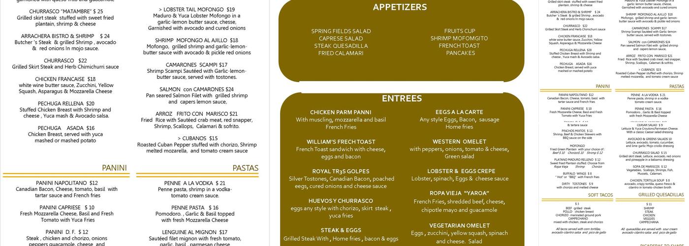 Cafe Tabaco & Ron Menu