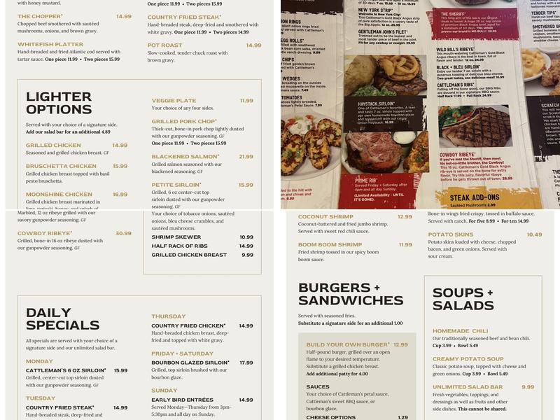 Cattleman's Roadhouse Menu