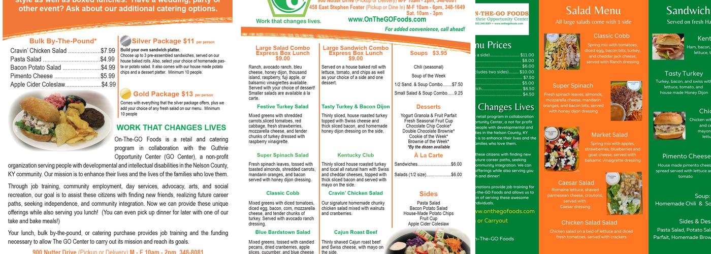 On-The-GO Foods Menu