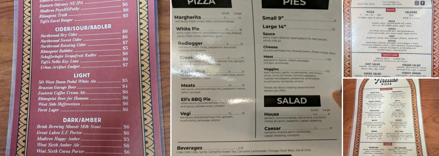 Fireside Pizza Menu