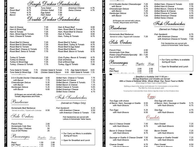 Red Fox Grill Menu