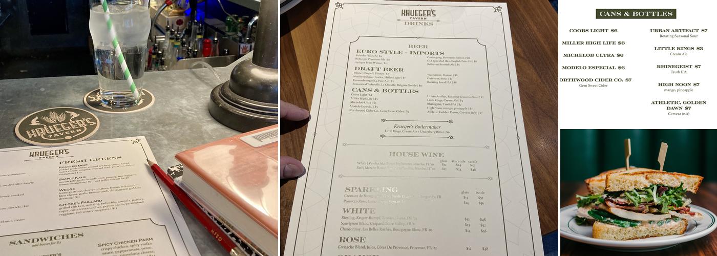 Krueger's Tavern Menu