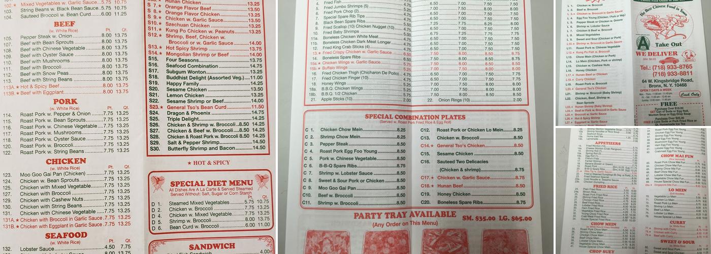 No. 1 China Wok Menu