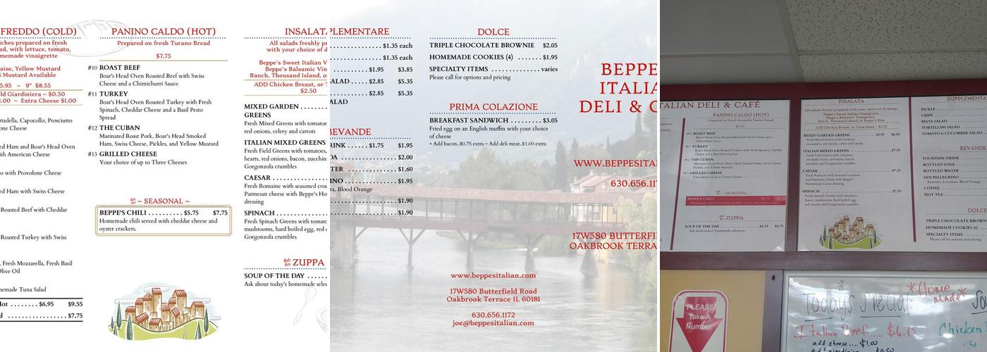 Beppe's Italian Deli and Cafe Menu