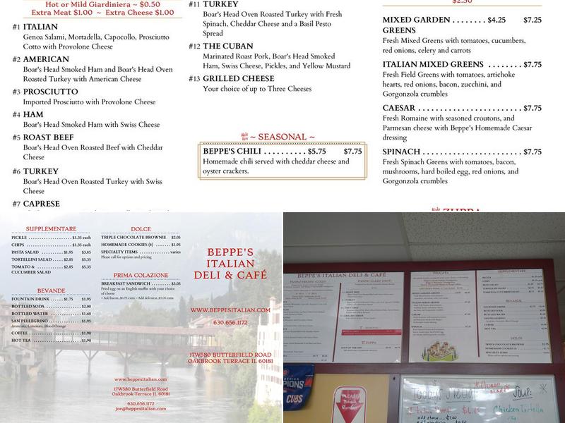 Beppe's Italian Deli and Cafe Menu