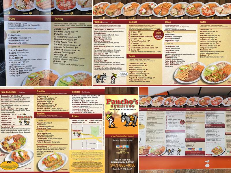 Pancho's Burritos Menu