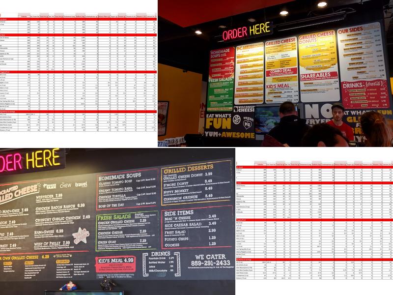 Tom & Chee Menu