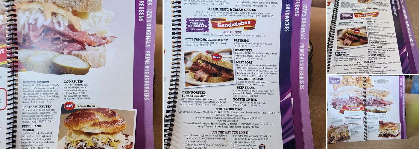 Izzy's Menu