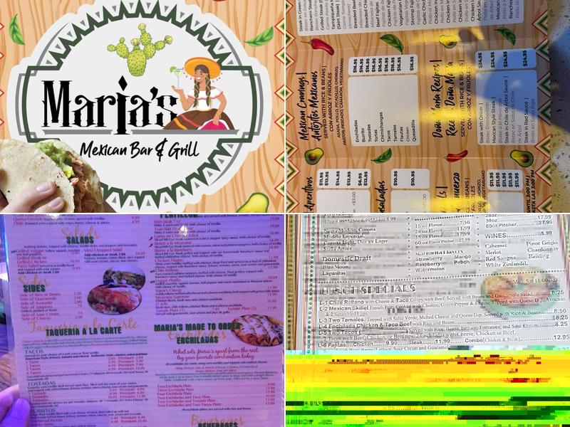 Maria's Mexican Bar & Grill Menu