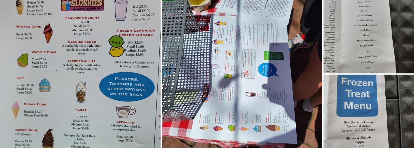 Piper's Ice Cream Bar Menu