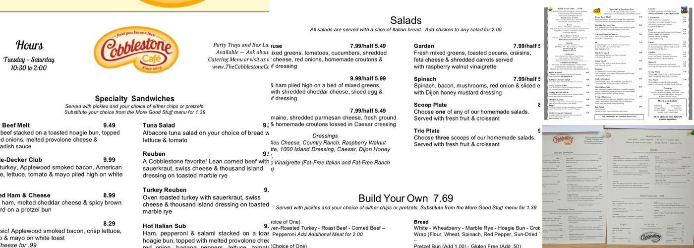 Cobblestone Café Menu