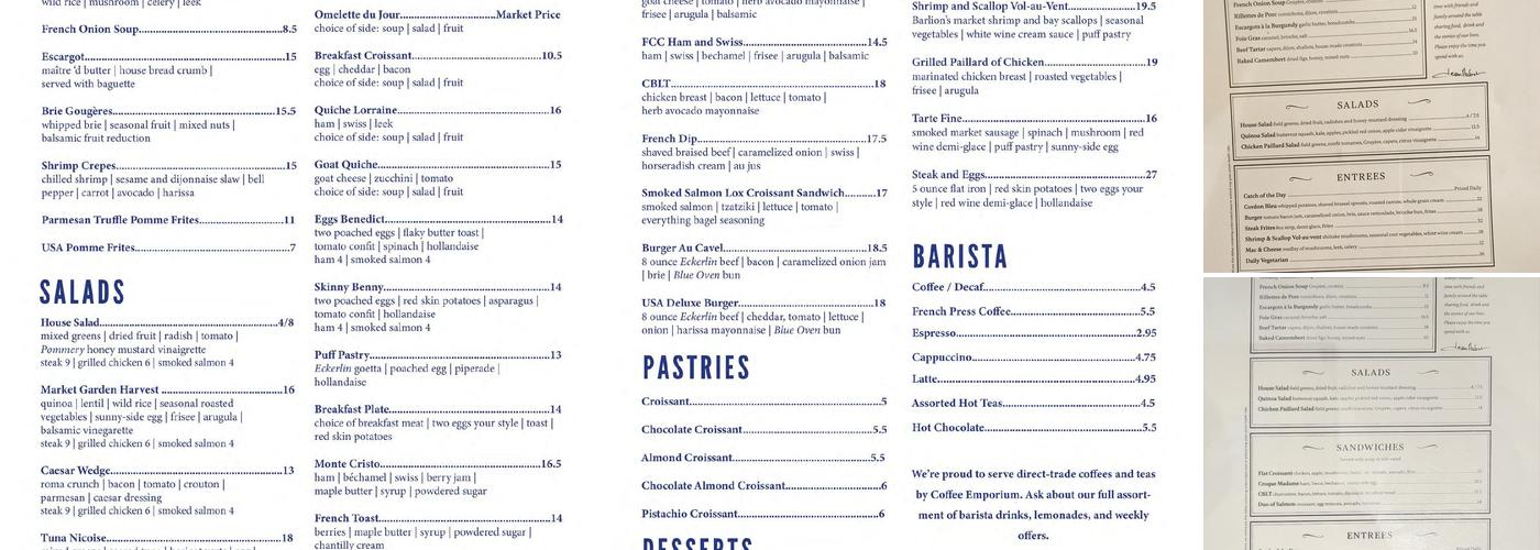 French Crust Café and Bistro Menu