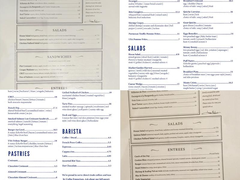 French Crust Café and Bistro Menu