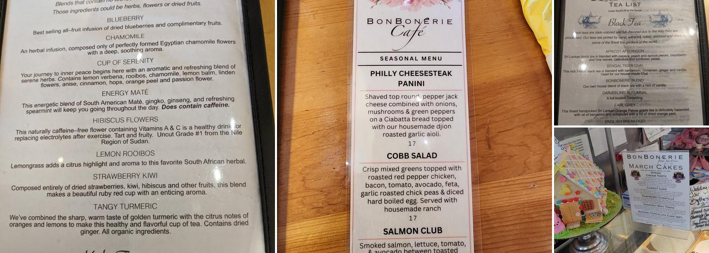 The BonBonerie Menu