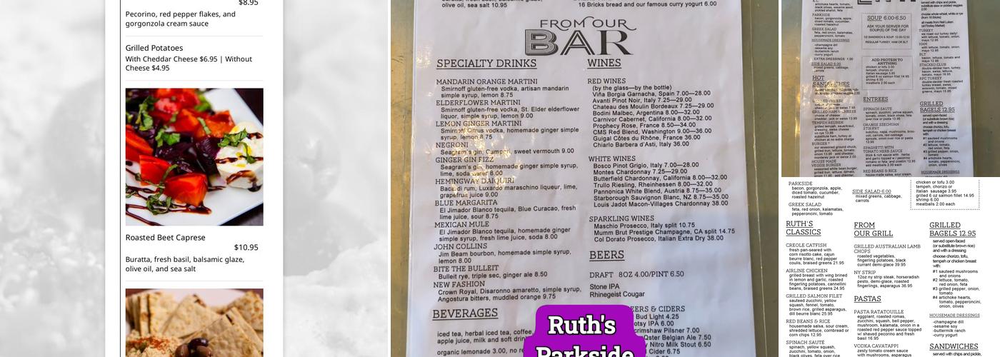 Ruth's Parkside Cafe Menu