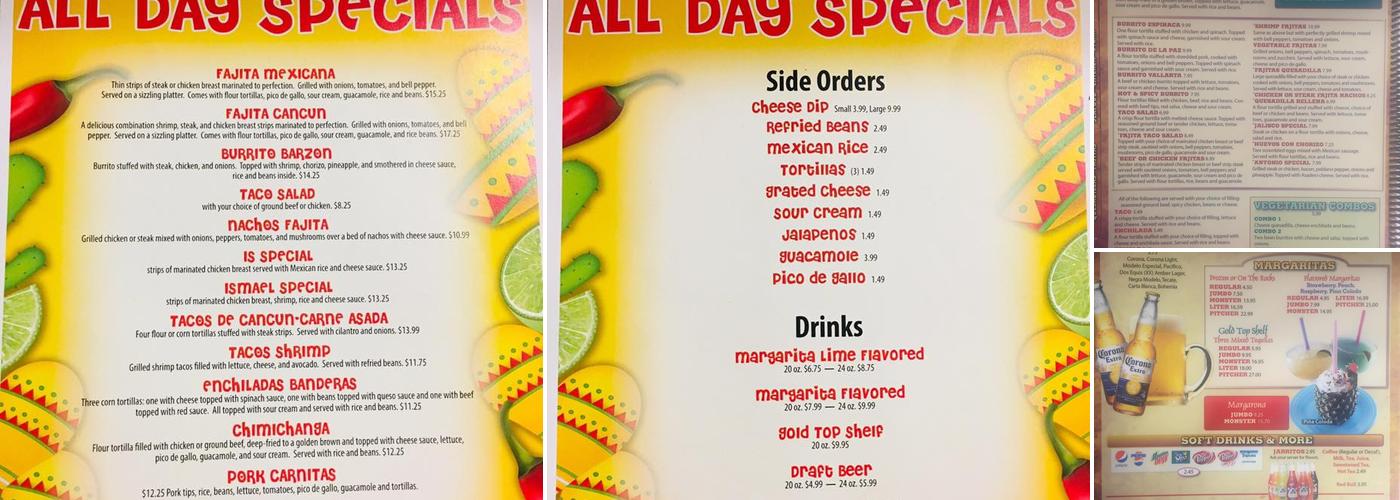 Cancun Mexican Food (Monmouth St Newport) Menu