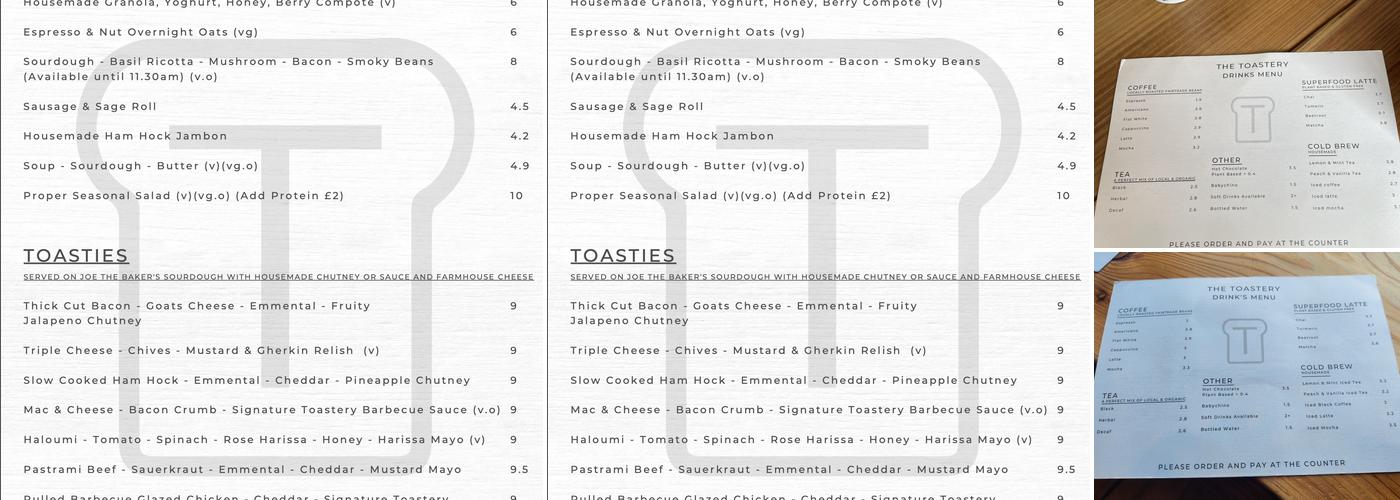 The Toastery Menu