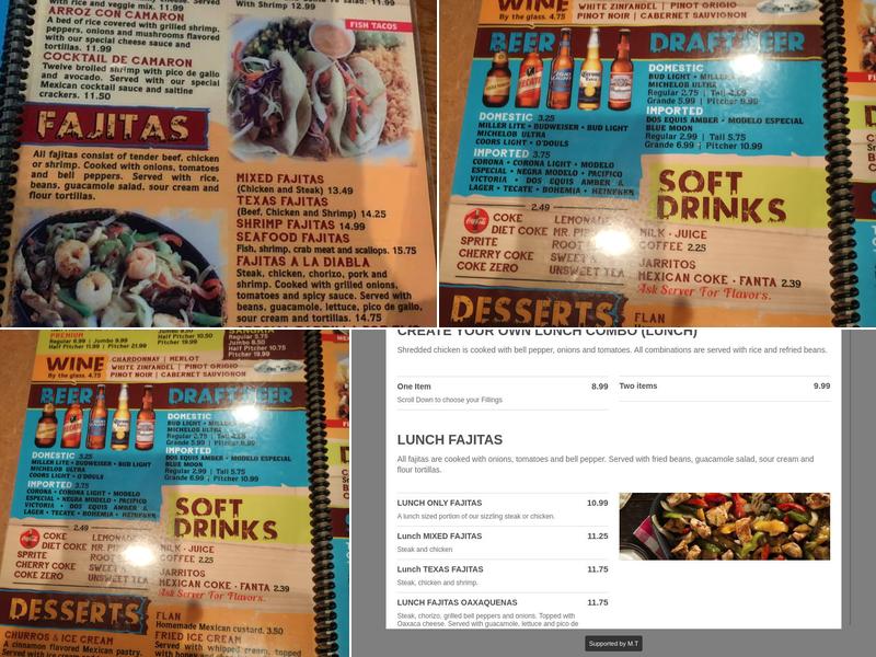 Agaves Mexican Restaurant Menu