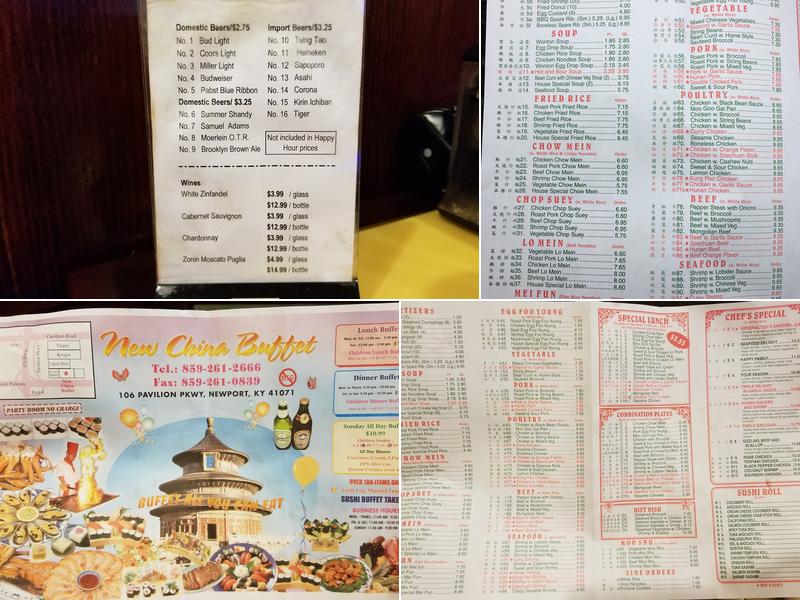 New China Buffet Menu