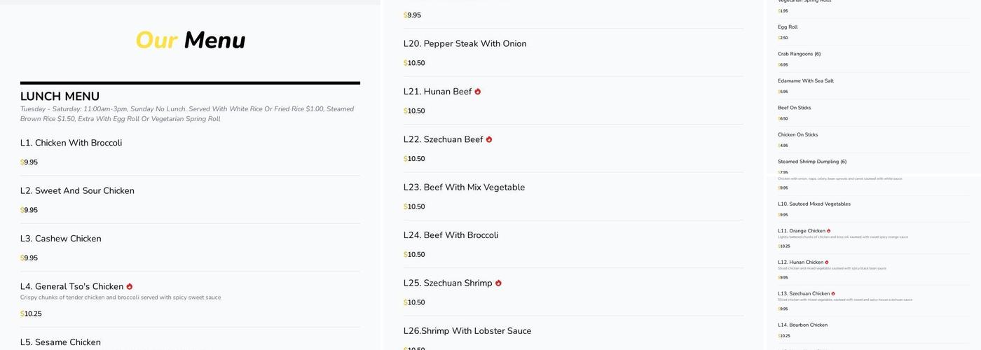 Cathay Kitchen Menu