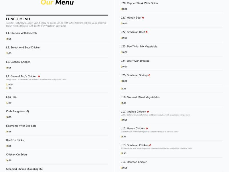 Cathay Kitchen Menu