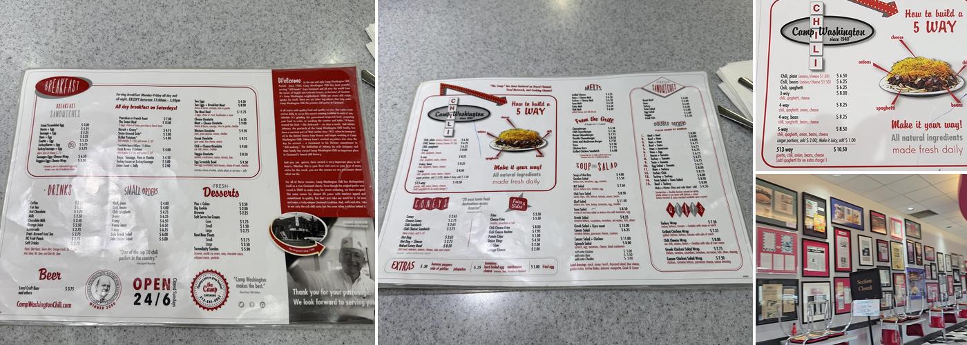 Camp Washington Chili Menu