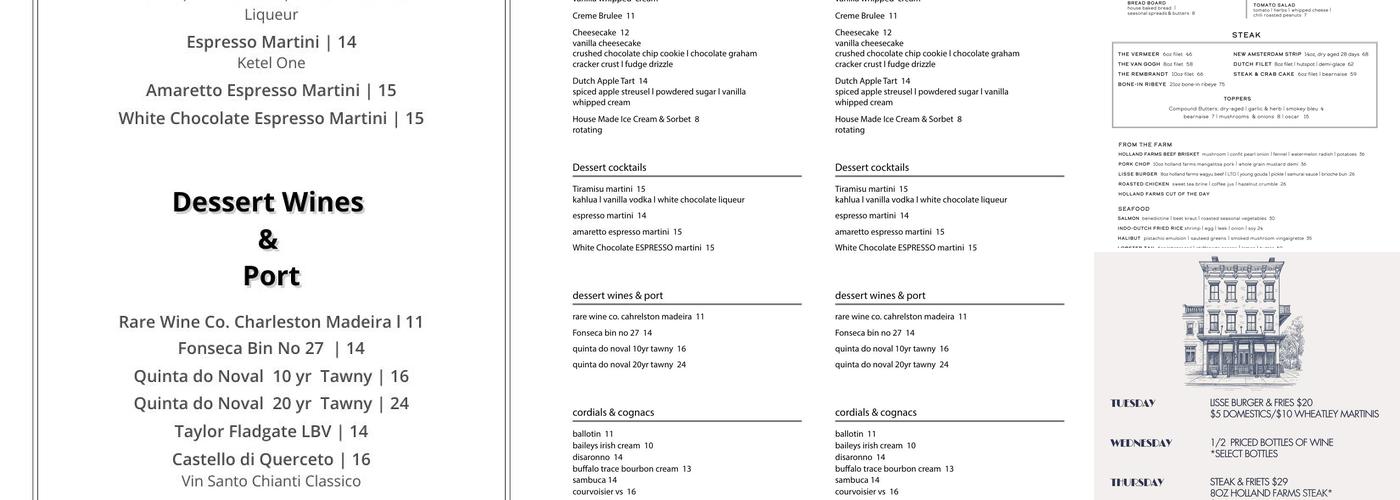 Lisse Steakhuis Menu