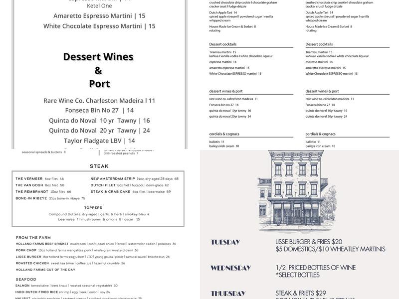 Lisse Steakhuis Menu