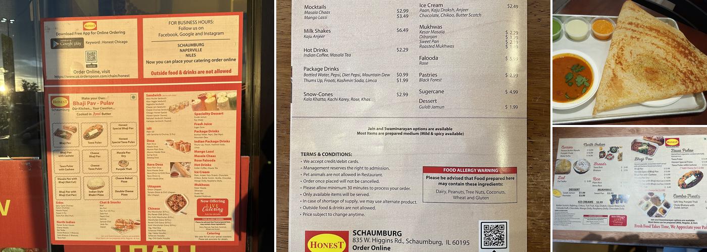 Honest Schaumburg Menu
