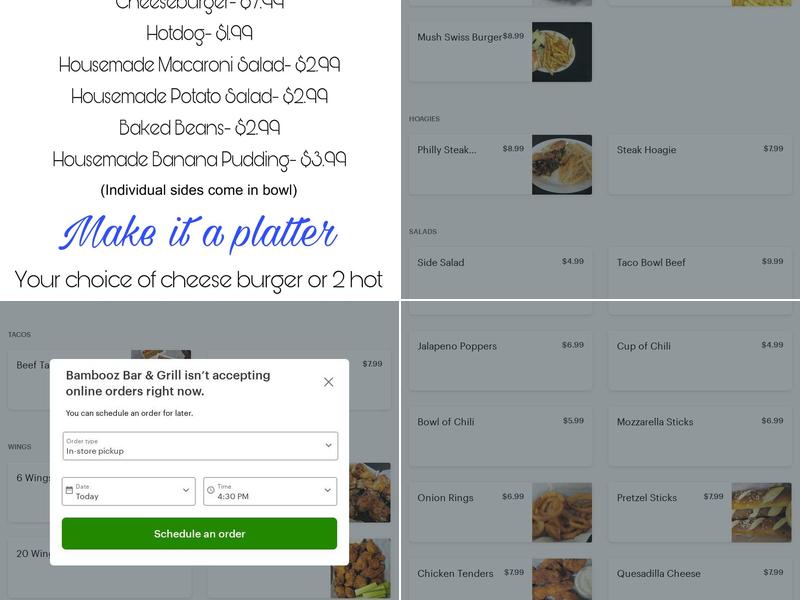 Bambooz Bar & Grill Menu