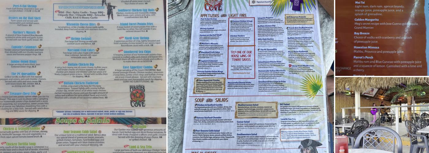 Pirate's Cove Tropical Bar & Grill Menu