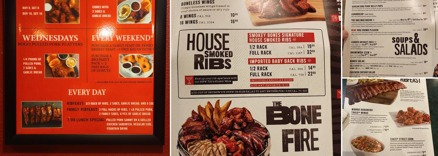 Smokey Bones Florence Menu