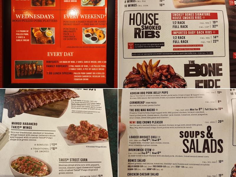 Smokey Bones Florence Menu