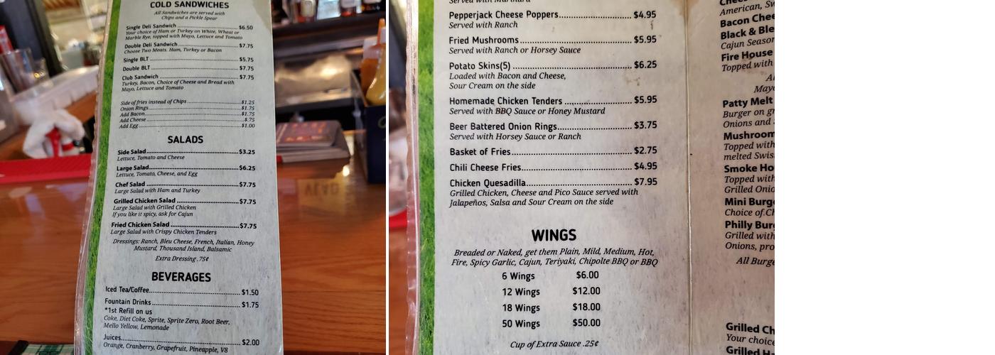 Pike Bar & Grill Menu