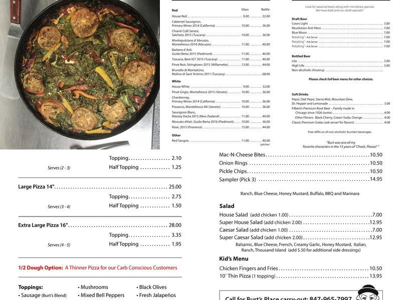 Burt's Place Menu
