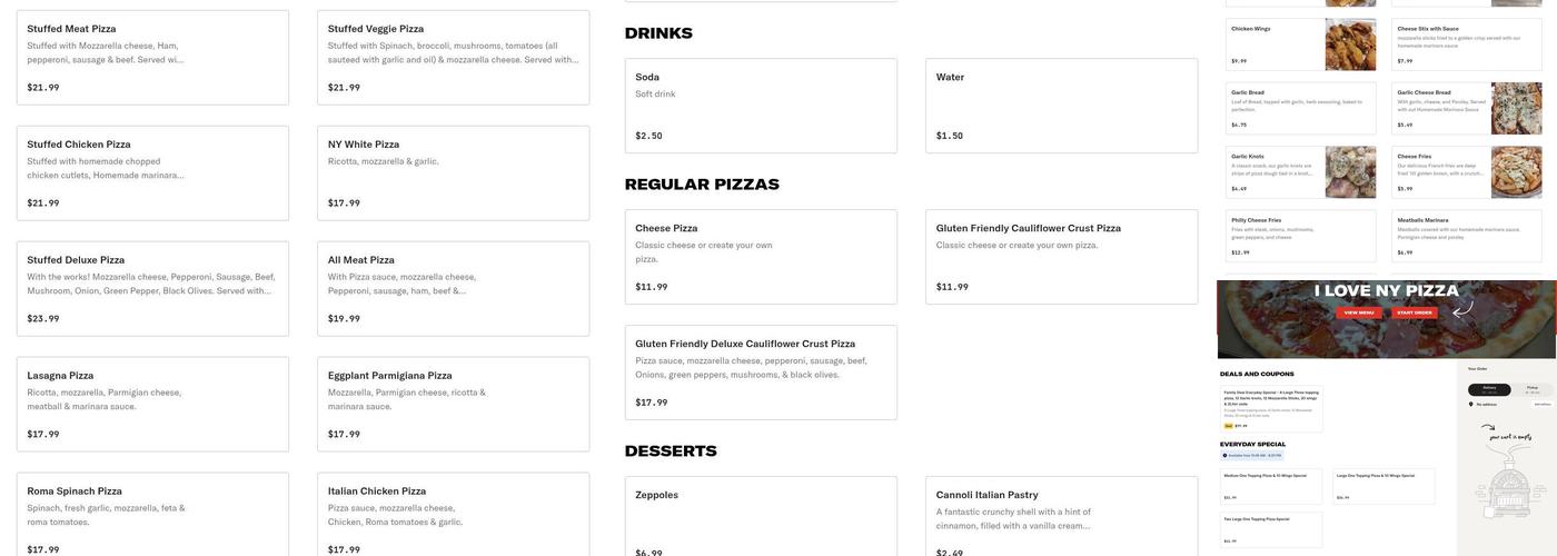 I Love NY Pizza Menu