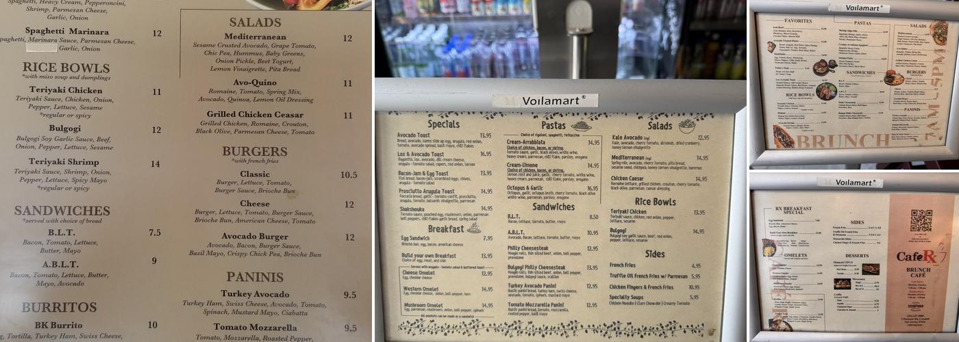CAFE RX Menu