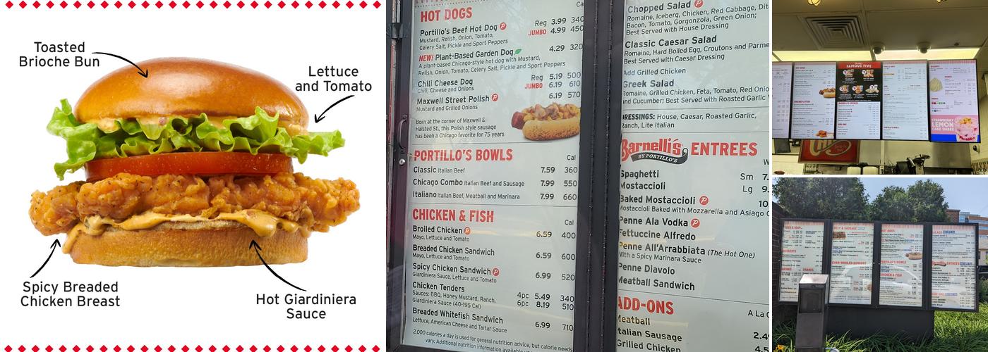Portillo's & Barnelli's Niles Menu