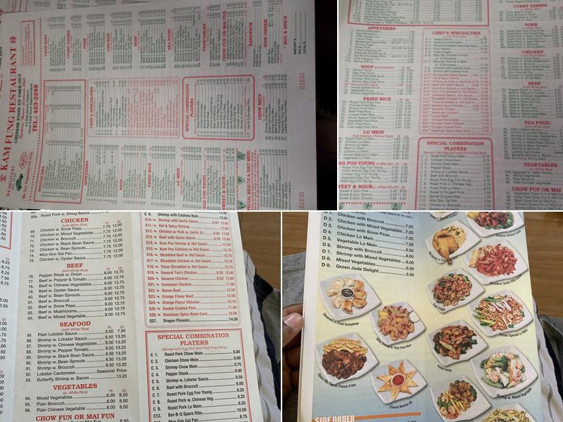 Kam Fung Chinese restaurant Menu