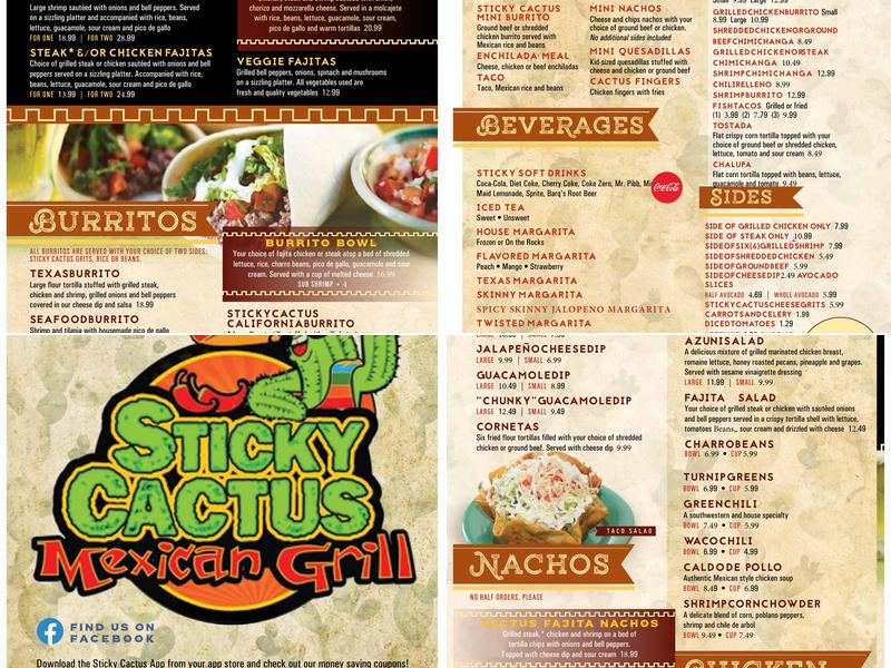 Sticky Cactus Menu