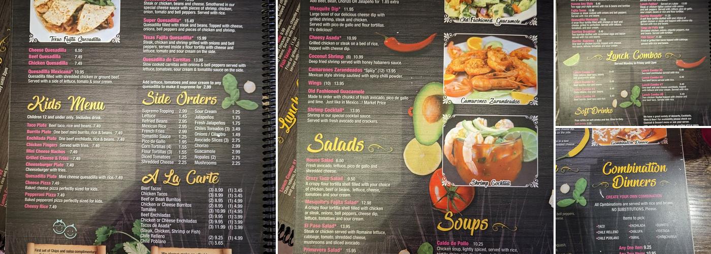 Mesquite Mexican Grill & Bar Jackson GA Menu