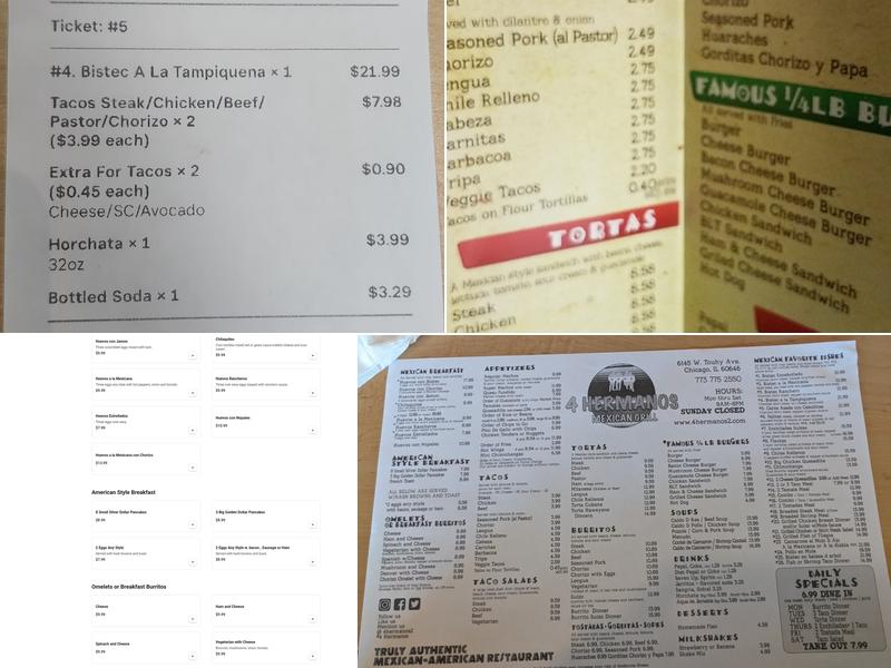 4 Hermanos Mexican Grill Menu